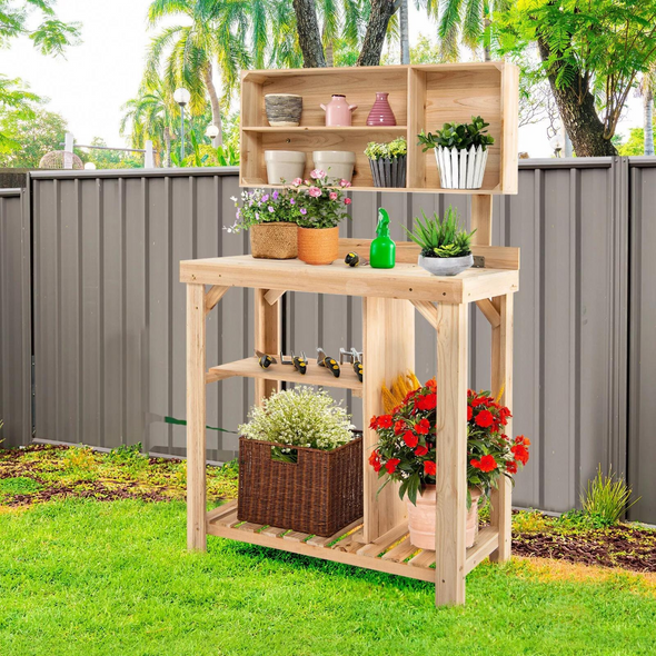 Outdoor Gardening Potting Workbench Table with Storage, Perfect