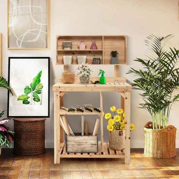 Outdoor Gardening Potting Workbench Table with Storage, Perfect