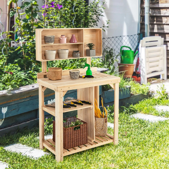 Outdoor Gardening Potting Workbench Table with Storage, Perfect