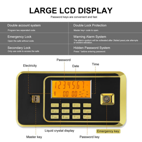 2.2 Cub Safe Box with Digital Combination LED Lock, Secure Storage - Aroflit