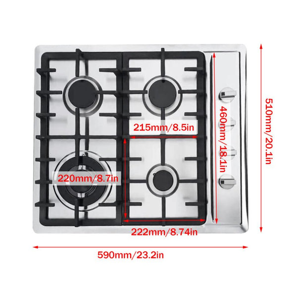 23" 4 - Burner Built - In Gas Cooktop, High Power & Safety Performance - Aroflit