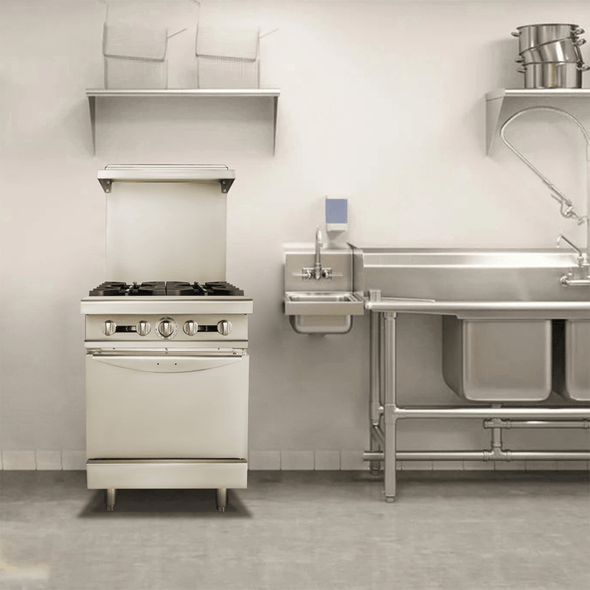 24" Natural Gas 4 Burner Commercial Restaurant Range with Standard Oven - Aroflit