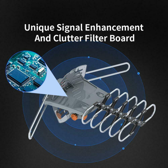 250 Miles Outdoor Digital HDTV Antenna, Motorized 360° Rotation - Aroflit