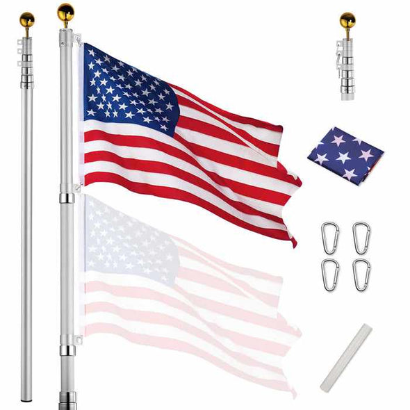 25FT Home Yard Aluminium Telescoping Flag Pole - Aroflit