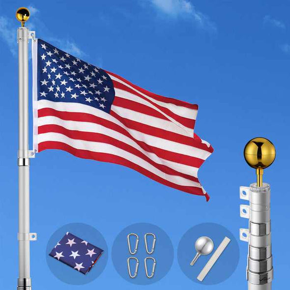 25FT Home Yard Aluminium Telescoping Flag Pole - Aroflit