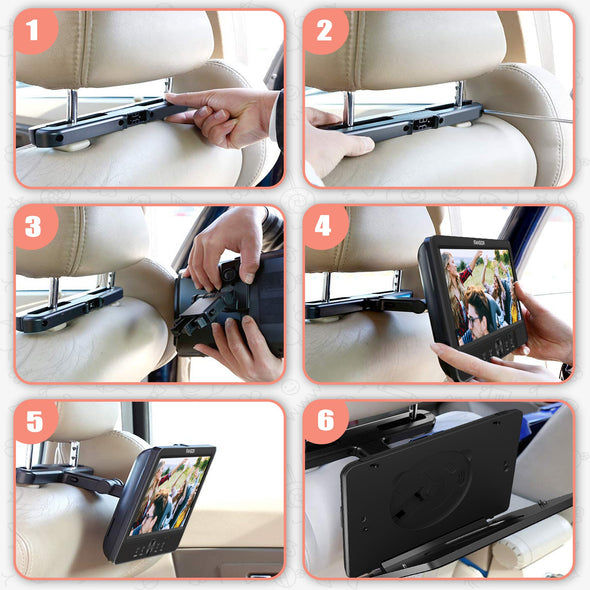 Headrest DVD Player for Car, 10.5” Dual Screen with Long Battery Life