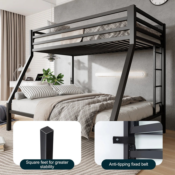 Twin Over Full Metal Bunk Bed with Removable Ladder – Space-Saving Design