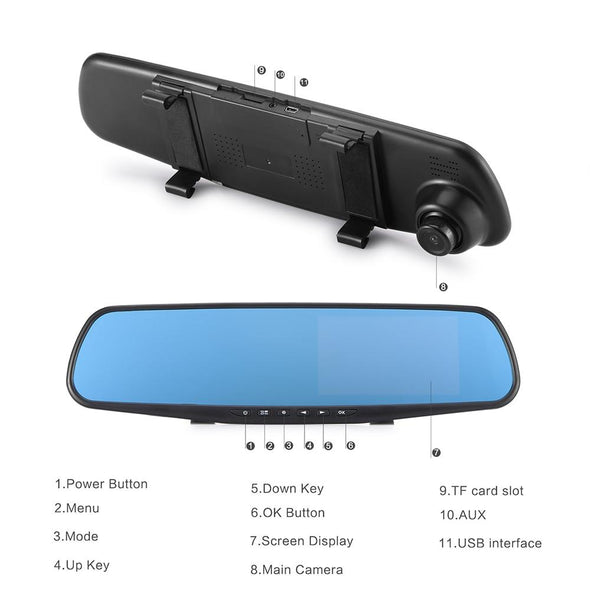 Rear View Mirror Dash Camera for Car, Backup Camera with Night Vision