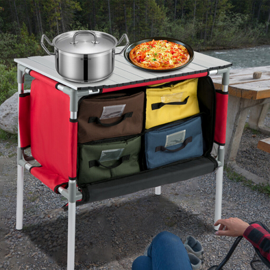 Portable Folding Camping Kitchen Table with Storage Bags
