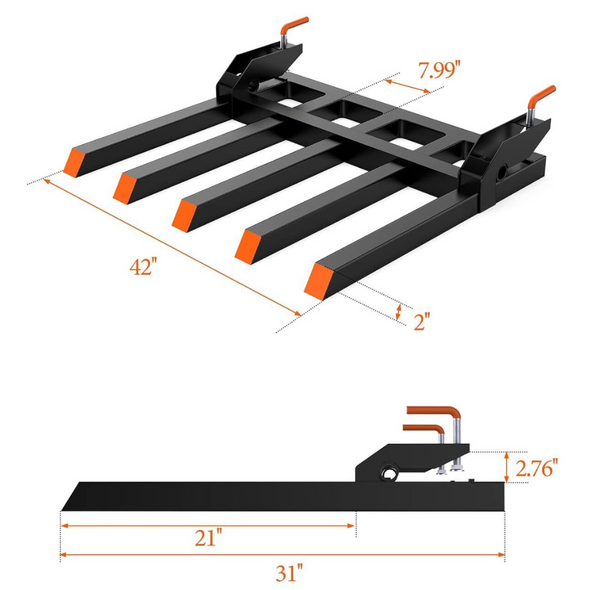 Heavy Duty Skid Steer Loader Fork Attachment - 2500 lbs Capacity