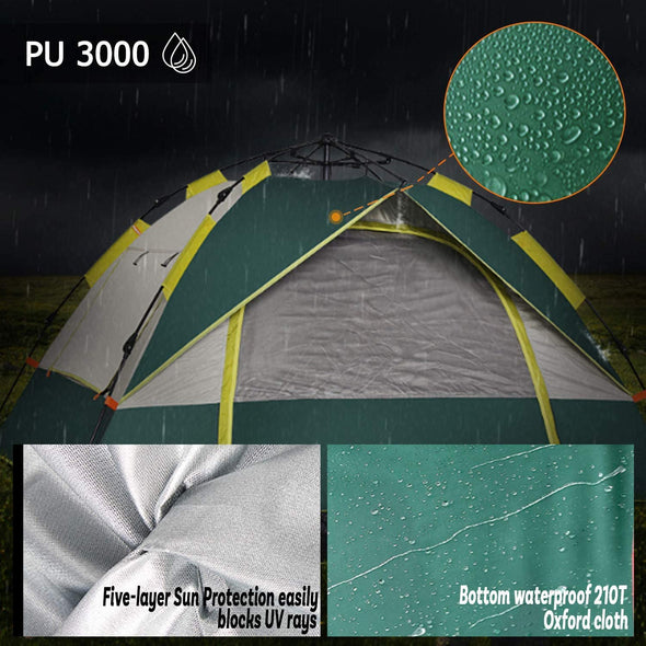 3-4 Man Pop Up Camping Tent – Waterproof Anti-UV