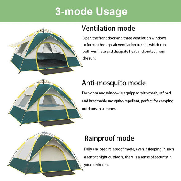3 - 4 Man Pop Up Camping Tent – Waterproof Anti - UV - Aroflit