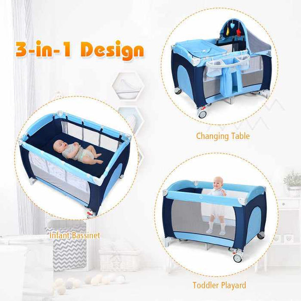 3 in 1 Baby Portable Folding Travel Crib-Aroflit