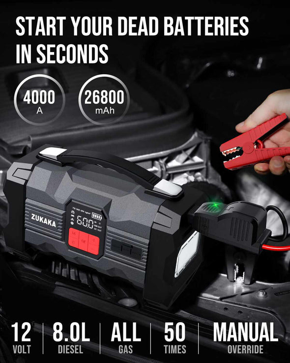 3-in-1 Car Jump Starter Battery Booster Charger & Air Compressor