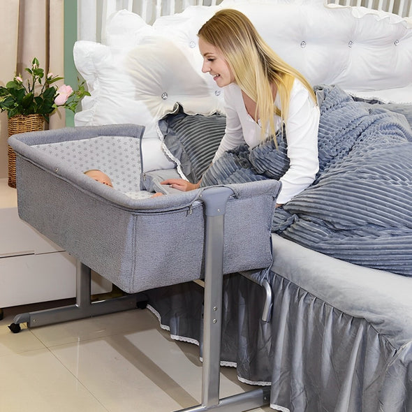 3 - in - 1 Baby Bedside Co - Sleeper Bassinet with Mosquito Net and Wheels - Aroflit