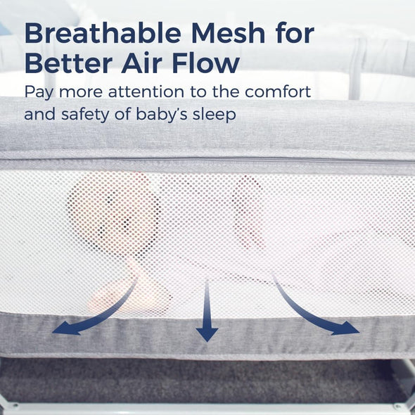3 - in - 1 Baby Bedside Co - Sleeper Bassinet with Mosquito Net and Wheels - Aroflit