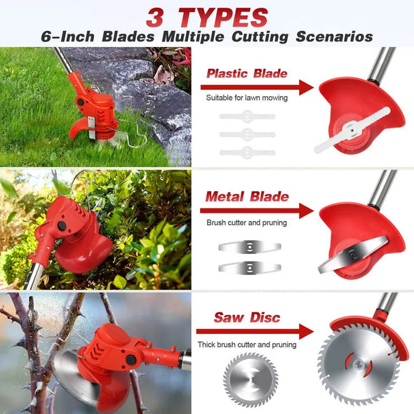 3 - in - 1 Cordless Electric Lawn Edger, Lightweight Grass & Weed Trimmer - Aroflit