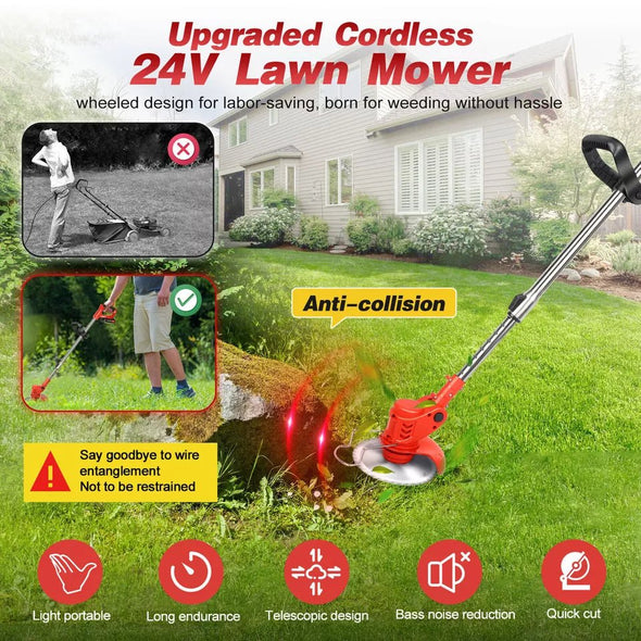 3 - in - 1 Cordless Electric Lawn Edger, Lightweight Grass & Weed Trimmer - Aroflit