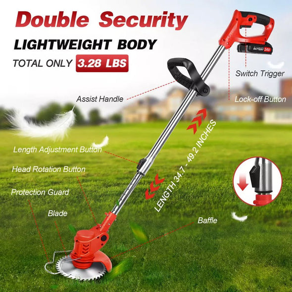 3 - in - 1 Cordless Electric Lawn Edger, Lightweight Grass & Weed Trimmer - Aroflit
