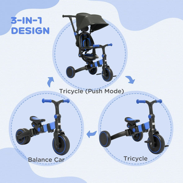 3 in 1 Kids Trike with Parent Handle Balance Bike - Aroflit