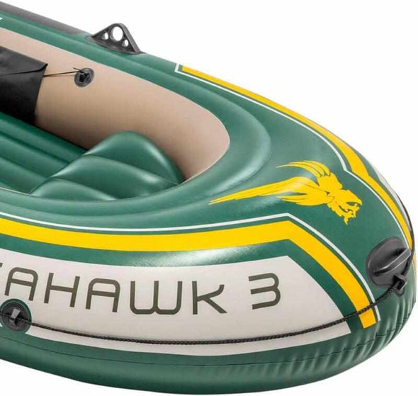 3 Person Inflatable Outdoor Water Boat Set with Oars and Hand Pump - Aroflit