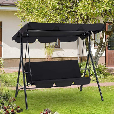 3 - Seat Patio Swing Canopy, Adjustable Canopy, Removable Cushions - Aroflit