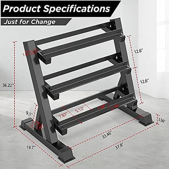 3 - Tier Dumbbell Rack Stand, Heavy - Duty, Space - Saving Design - Aroflit