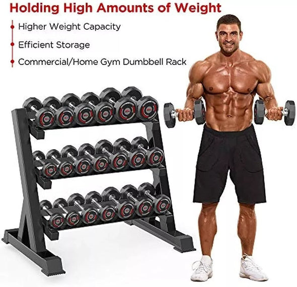 3 - Tier Dumbbell Rack Stand, Heavy - Duty, Space - Saving Design - Aroflit