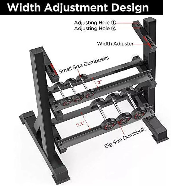 3 - Tier Dumbbell Rack Stand, Heavy - Duty, Space - Saving Design - Aroflit
