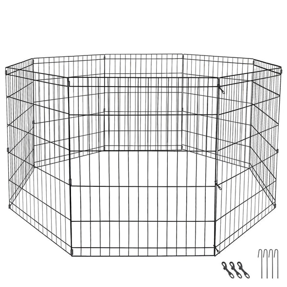 30 - Inch 8 - Panel Tall Dog Playpen with Rust - Resistant Coating & Door - Aroflit