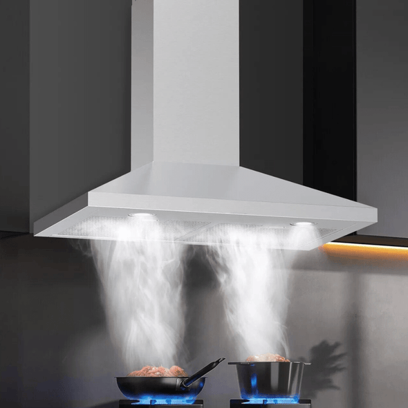 30" Wall Mounted Stainless Steel Range Hood with LED Lights & 450 CFM - Aroflit