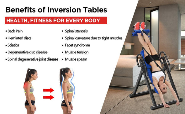 300 LBS Gravity Inversion Table Adjustable Lumbar, Foldable Design - Aroflit