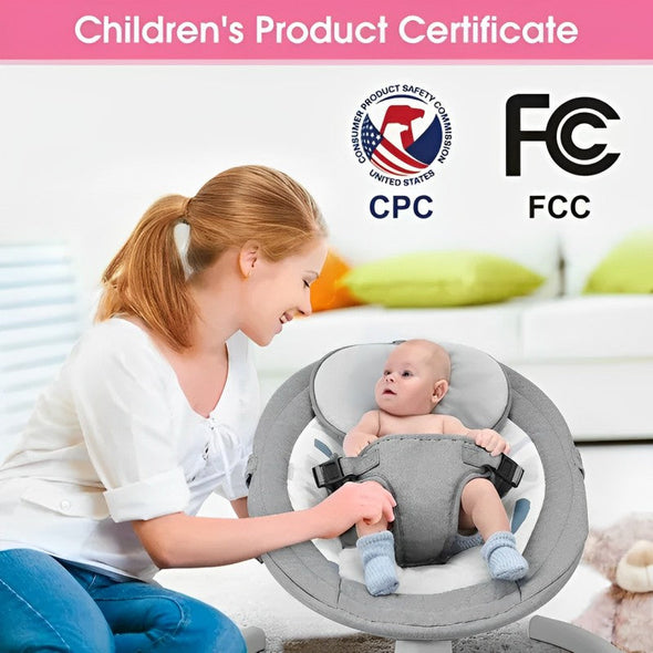 Portable Baby Swing Chair with Bluetooth, Safety Belt & Lullabies
