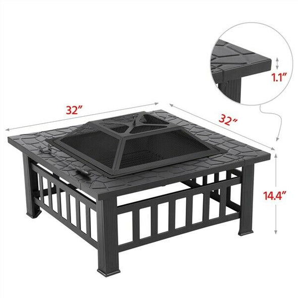 32" Multipurpose Outdoor Fire Pit, Fire Pit and Cooler Combo - Aroflit