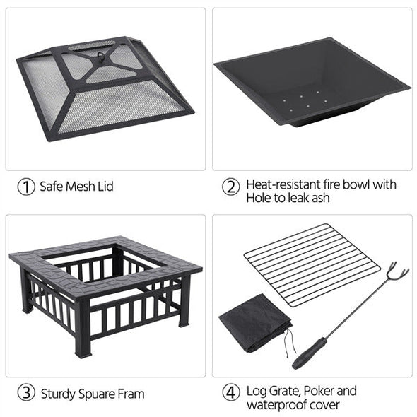 32" Multipurpose Outdoor Fire Pit, Fire Pit and Cooler Combo - Aroflit