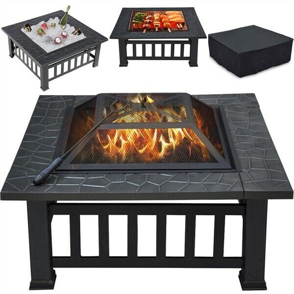 32" Multipurpose Outdoor Fire Pit, Fire Pit and Cooler Combo - Aroflit