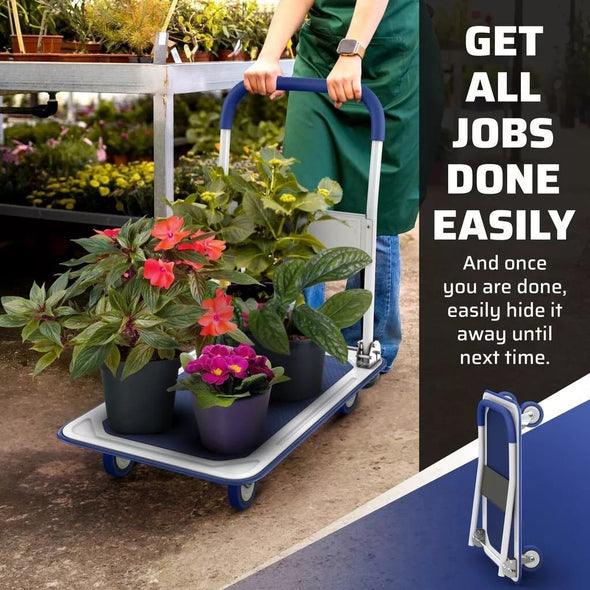 330 LBS Folding Hand Truck Dolly Cart with Wheels, Heavy Duty Design - Aroflit