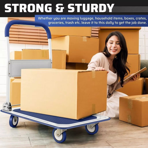 330 LBS Folding Hand Truck Dolly Cart with Wheels, Heavy Duty Design - Aroflit
