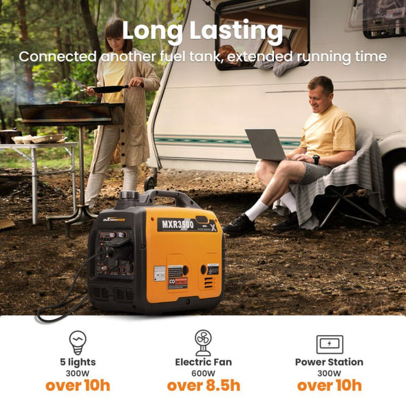 3500W Gas Powered Portable Inverter Generator - 58 dB Home Backup - Aroflit