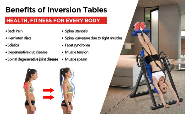 300 LBS Gravity Inversion Table Adjustable Lumbar, Foldable Design