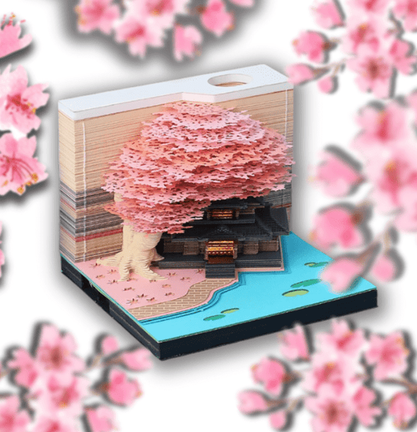 3D Sakura Temple Notepad