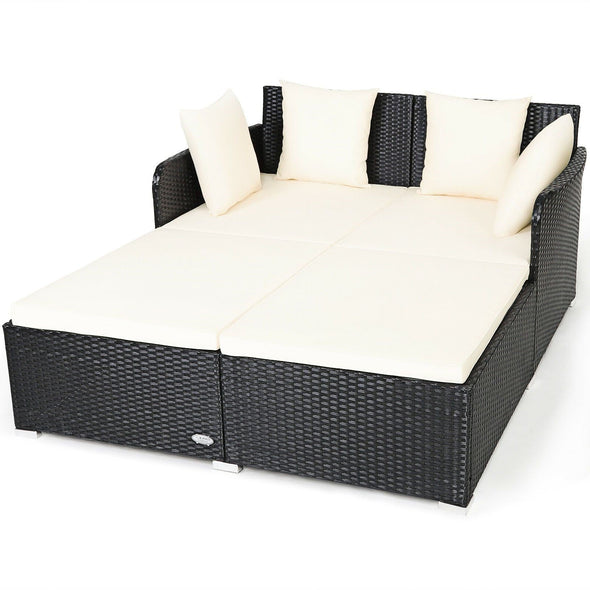 Large Modern Outdoor Patio Furniture Cushioned Daybed with Pillows