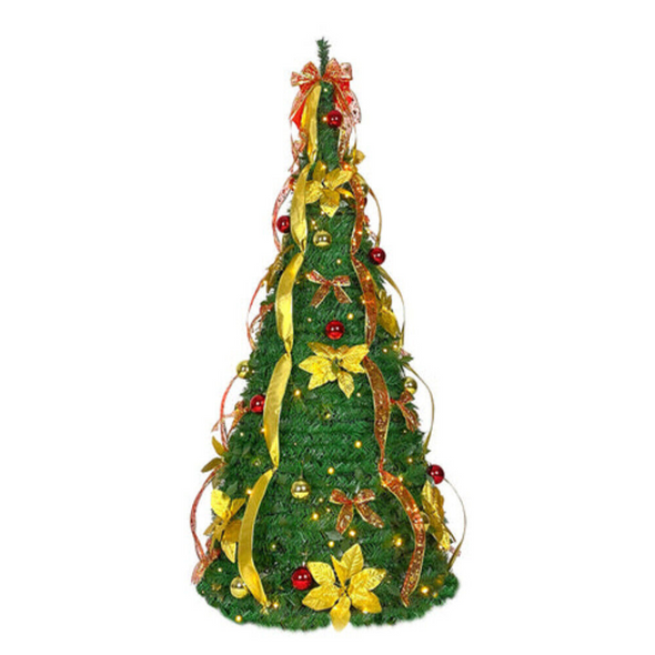 Decorated Collapsible Pop-Up Lighted Christmas Tree 6FT, Pre-Decorated