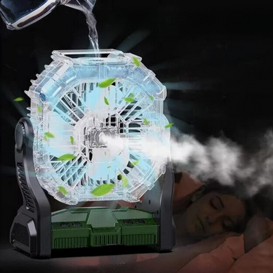 Portable Camping Water Misting Cooling Fan with LED Lighting