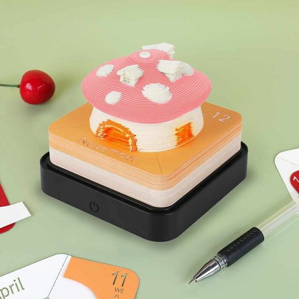 3D Pink Mushroom House 2024 Calendar With Light - Aroflit