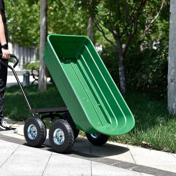 4 Wheeled Garden Wheelbarrow﻿ Lawn Carts-Aroflit
