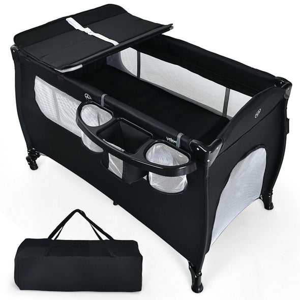 4 - in - 1 Foldable Baby Travel Crib with Infant Changing Table - Aroflit
