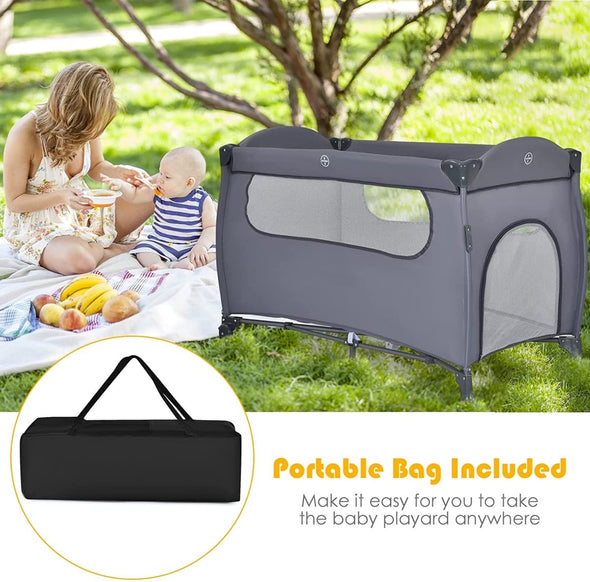 4 - in - 1 Foldable Baby Travel Crib with Infant Changing Table - Aroflit