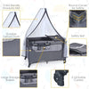 4 - in - 1 Foldable Baby Travel Crib with Infant Changing Table - Aroflit
