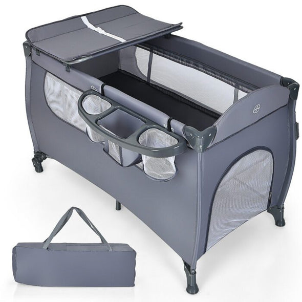 4 - in - 1 Foldable Baby Travel Crib with Infant Changing Table - Aroflit